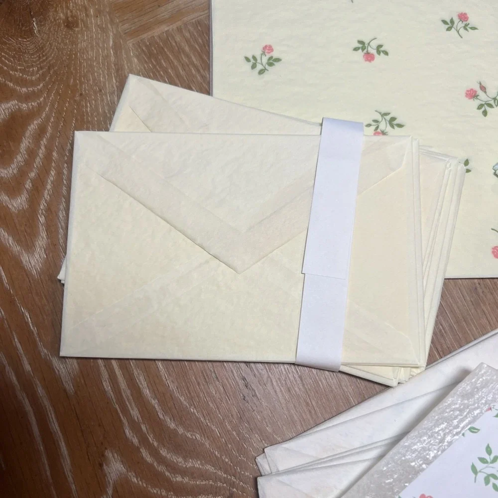 Vintage Love Letters Stationery Delicate Box Set Roses Paper